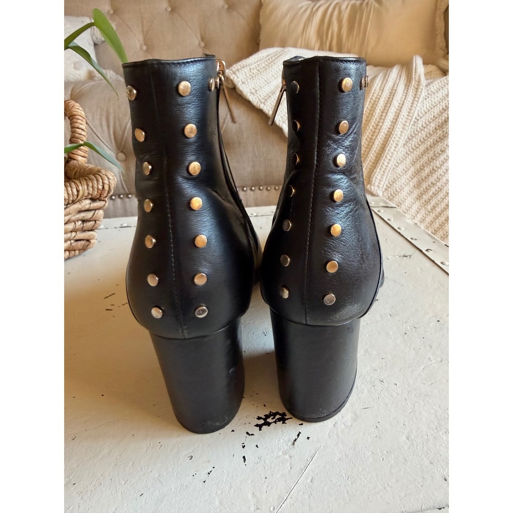 JIMMY CHOO Ankle Boots Black Studded Leather Block Melvin Women's Size 41 1/2 - Picture 8 of 16